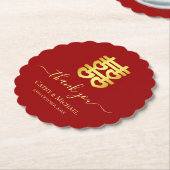 Rode  Chinese bruiloft bedankt Kartonnen Onderzetters (Gekanteld)