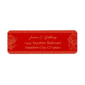 Rode Chinese bruiloft draak feniks retouradres Etiket (Voorkant)