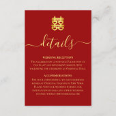 Rode  Chinese bruiloft dubbele xi details Informatiekaartje (Voorkant)