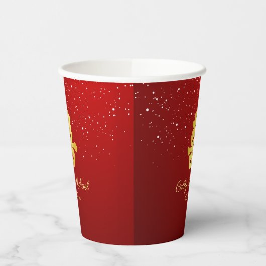 Rode Chinese bruiloft-sneeuwtheekceremonie Papieren Bekers (Links)