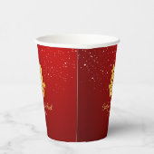 Rode Chinese bruiloft-sneeuwtheekceremonie Papieren Bekers (Rechts)