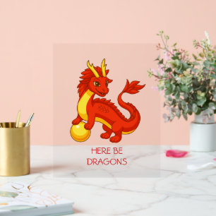 Rode Chinese Draak Acryl Bord