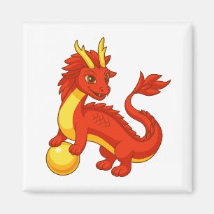 Rode Chinese Draak Magneet