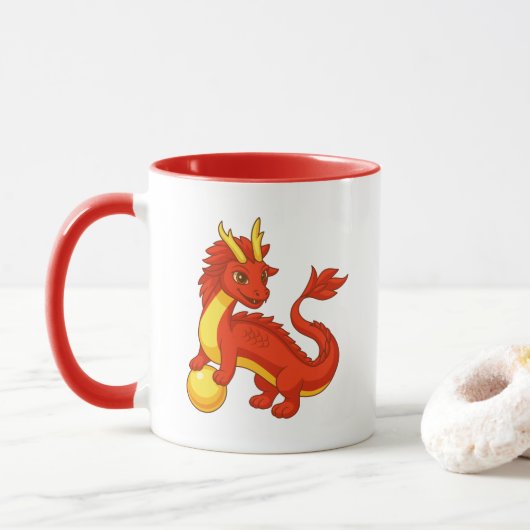 Rode Chinese Draak Mok (Met donut)