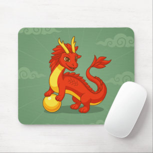 Rode Chinese Draak op Groen Muismat