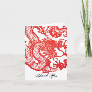 Rode Chinese Dragon Note of Dankjewel kaart