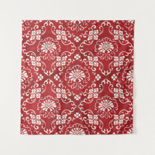 Rode Chinese spiraal bloem achtergrond. Wandkleed