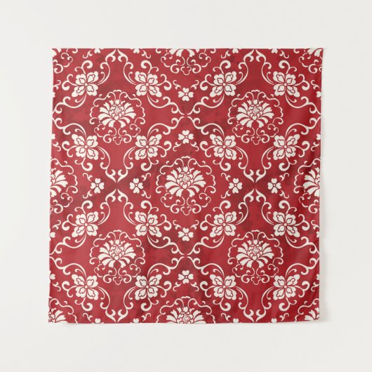 Rode Chinese spiraal bloem achtergrond. Wandkleed (Voorkant)