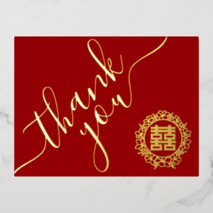 Rode Chinese trouw bloemenkrans bedankkaart Folie Uitnodiging Briefkaart