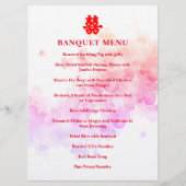 Rode Chinese trouwfeest kersenbloesem banket Menu (Voorkant)