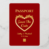 Rode Chinese trouwpas save the date Folie Uitnodiging (Voorkant)