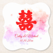 Rode Chinese waterverf kersen bloesem Kartonnen Onderzetters (Voorkant)