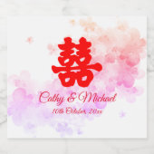 Rode Chinese waterverf kersen bloesem Sparkling Wijnetiket (Enkel label)