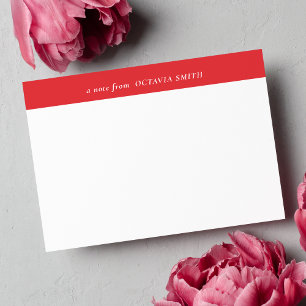 RODE CHIQUE GEPERSONALISEERDE FAMILIENAAM MONOGRAM NOTITIEKAARTJE