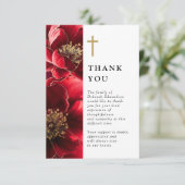 Rode Christelijke viering van het leven Foto Bedankkaart (Staand voorkant)
