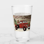 ***RODE CHRISTMAS PICKUP TRUCK** GLAS (Voorkant)