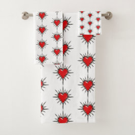 Rode Chrome Gepekte Hart Sigil Handdoekenset Bad Handdoek