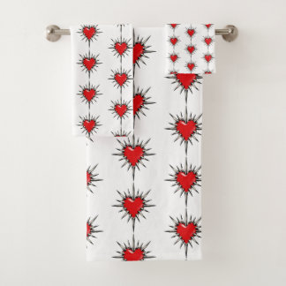Rode Chrome Gepekte Hart Sigil Handdoekenset Bad Handdoek