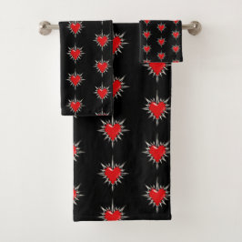 Rode Chrome Gepunte Hart Sigil Handdoekenset Bad Handdoek