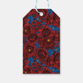 Rode chrysanthemum-bloemen en oranje kevers cadeaulabel (Achterkant)