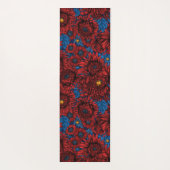 Rode chrysanthemum-bloemen en oranje kevers yogamat (Achterkant)