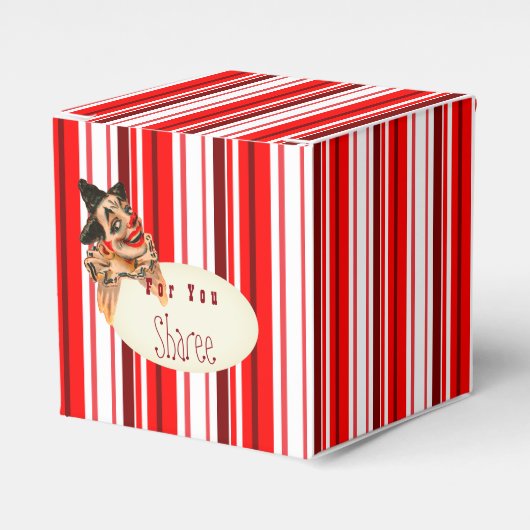 Rode Circus Stripe & Clowns Favor Box Bedankdoosjes (Voorkant Zijde)