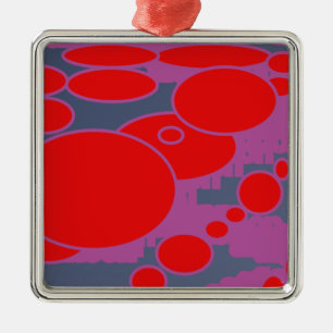 rode cirkel en donkerblauwe paarse abstracte kunst metalen ornament