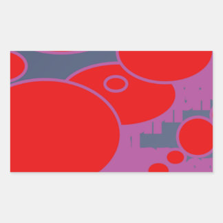rode cirkel en donkerblauwe paarse abstracte kunst rechthoekige sticker