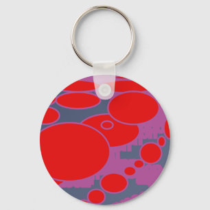 rode cirkel en donkerblauwe paarse abstracte kunst sleutelhanger