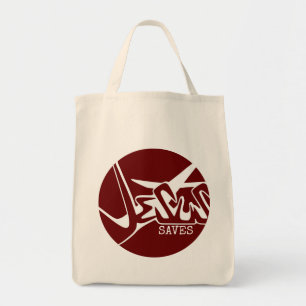 Rode Cirkel Het Kruis Jezus Redt Graffiti Tote Bag