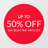 Rode cirkel tot aangepaste %-afroepvenster raamsticker (Vel)