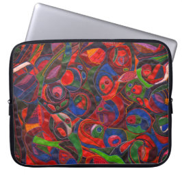 Rode cirkels laptop sleeve