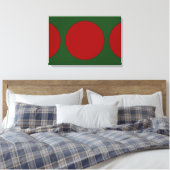 Rode cirkels op groen canvas afdruk (Insitu (Slaapkamer))