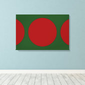 Rode cirkels op groen canvas afdruk (Insitu (Houten vloer))