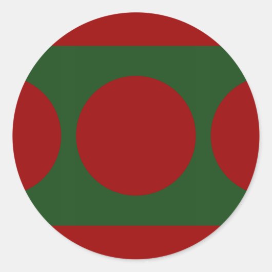 Rode cirkels op groen ronde sticker (Voorkant)