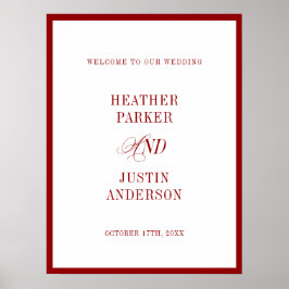 Rode Classic Eenvoudige Minimalistische Huwelijk W Poster