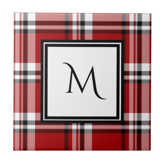 Rode Classic Pset Monogram keramische Tegel Tegeltje (Voorkant)