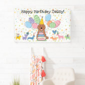 Rode Cockapoo Cavapoo Hond Verjaardagsfeestje Spandoek (Insitu)