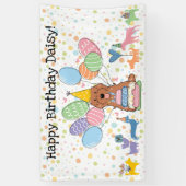 Rode Cockapoo Cavapoo Hond Verjaardagsfeestje Spandoek (Verticaal)