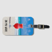 Rode cocktail bij het Zee Foto Bagagelabel (Voorkant (horizontaal))