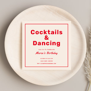 Rode Cocktails & Drinken Vette Typografie Volwasse Kaart