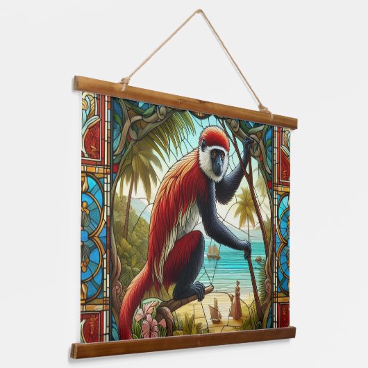 RODE COLOBUS APENTAPIJT HANGEND WANDKLEED (Gebogen)