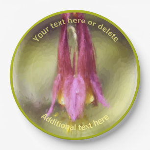 Rode Columbine Bloemenkunst Gepersonaliseerde Part Papieren Bordje