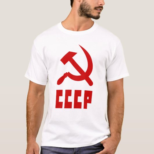 Rode communist CCCP Russisch Hammer en Sickle T-shirt (Voorkant)
