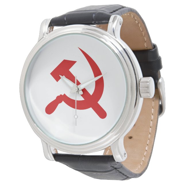 Rode communistische hamer en sikkel horloge (Gekanteld)