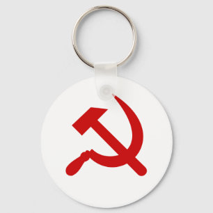 Rode communistische hamer en sikkel sleutelhanger