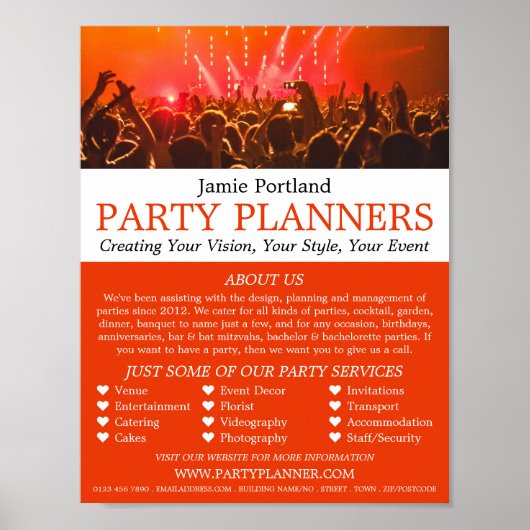 Rode concertmenigte, feest evenementen planner rec poster (Voorkant)