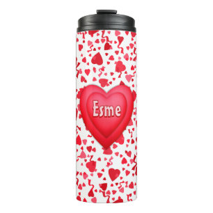 Rode Confetti harten gepersonaliseerd Thermosbeker