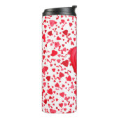 Rode Confetti harten gepersonaliseerd Thermosbeker (Gedraaid links)