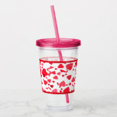 Rode Confetti Harten Patroon Gepersonaliseerd Acryl Drinkbeker (Links)